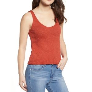 Nordstrom BP Red Orange Knit Sweater Tank Top